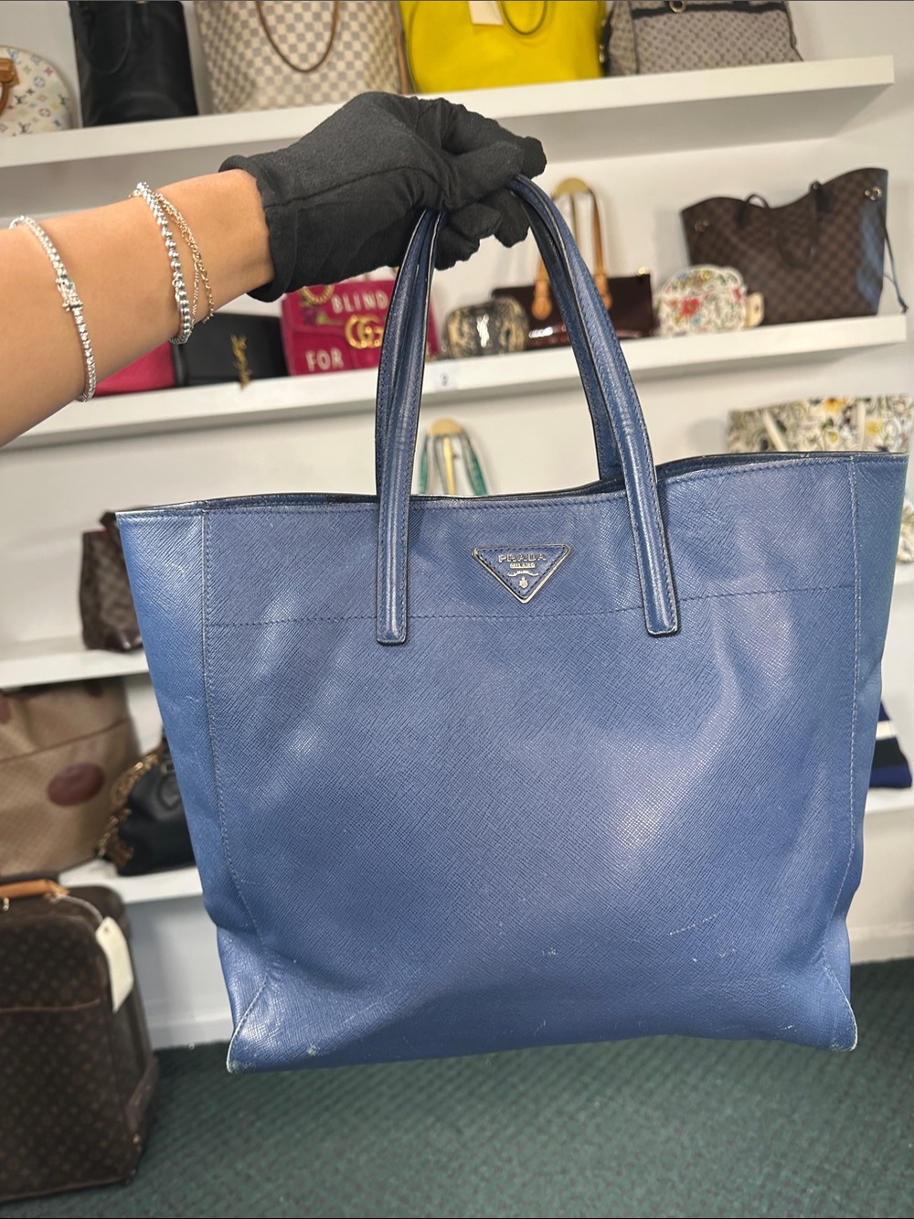 PRADA LEATHER TOTE BAG